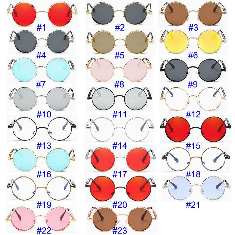 Винтажные круглые солнцезащитные очки в стиле стимпанк с зеркальными линзами и металлической оправой