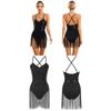 Women Sparkling Sequins Fringed Leotard Tassel Latin Dance Dress Samba Ballroom Costumes