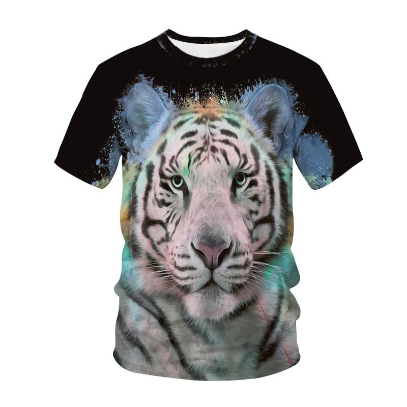 Забавная футболка с принтом животных, тигра и кота, детская футболка с 3D принтом, модная повседневная футболка с героями мультфильмов, детская одежда для мальчиков и девочек