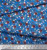 Soimoi Blue Poly Crepe Fabric Leaves & Chrysanthemum Floral Printed Fabric 1 metre 42 Inch
