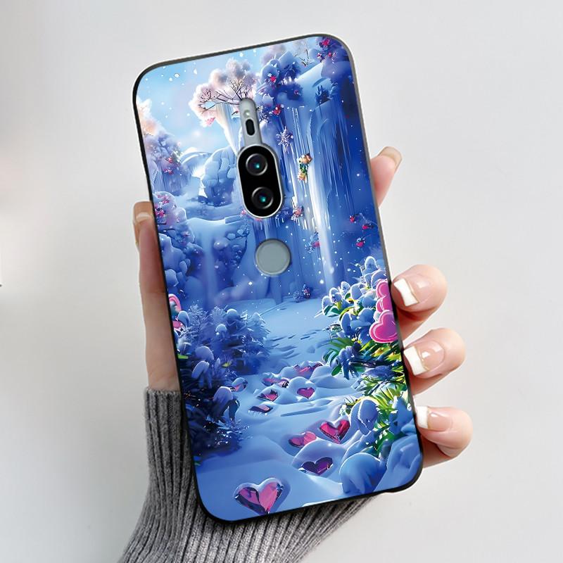 Милый Чехол Для Sony Xperia XZ2 Premium Fundas SO-04K SOV38 Печатный Корпус Защитная Крышка Мягкий Силикон Мультяшный Черный Корпус