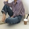 Женская рубашка с длинным рукавом и воротником в стиле French Chic 2024 - Элегантный корейский стиль, однотонная, осенняя мода