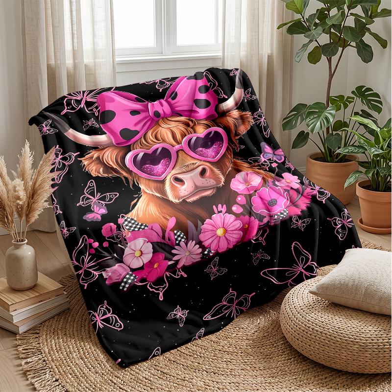 Mechanical Calf in Farm Theme blanket Lightweight Warm Flannel Blanket Decorative Throw Blanket for Home Decoration