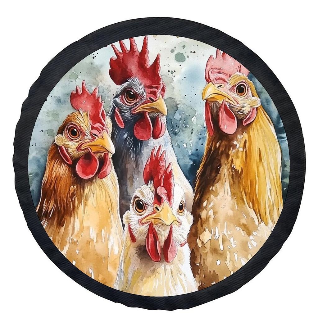 1pc Four Chickens Themed Tire Cover Wheel Cover, Trendy Universal Wheel Cover Tire Cover Wheel Protection Cover, Suitable For Mo
