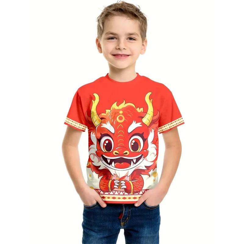 Мультяшный кот Детская одежда для мальчиков Футболка с принтом 3D кота с коротким рукавом Детская одежда Модная футболка для мальчиков Топ Футболка Лето