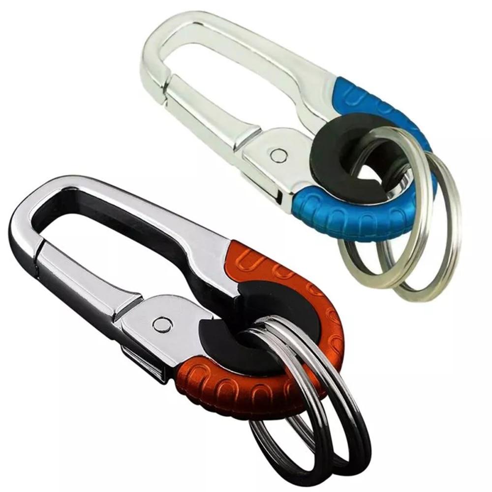 Durable Keychain Hook Stainless Steel Buckle Outdoor Carabiner Climbing Tool Double Ring Car Fishing Keyring