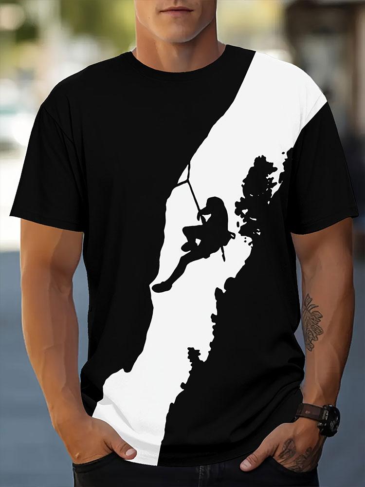 Мужская футболка с принтом 3D Mountain, летняя, удобная, дышащая, с короткими рукавами, для любителей активного отдыха, мужская футболка большого размера