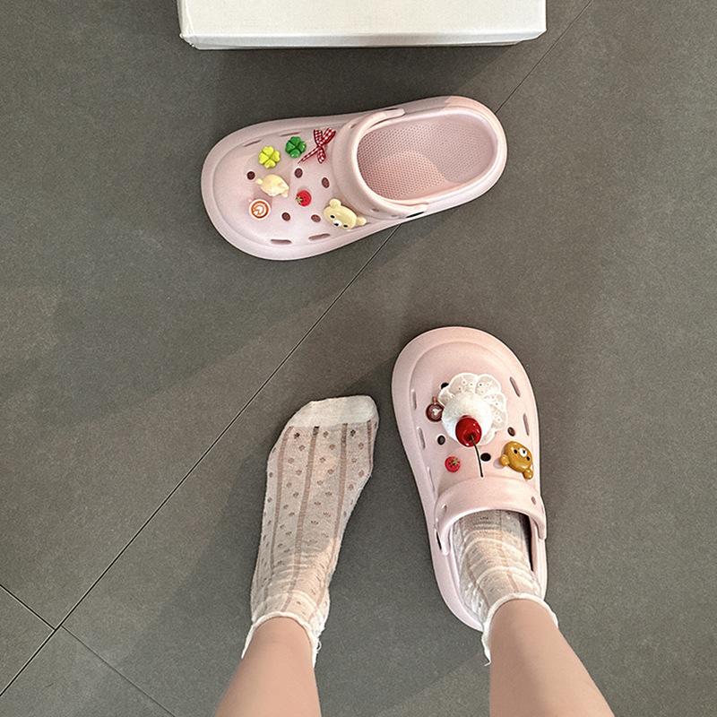 Fashion Thick-soled Hole Shoes Women's Spring and Summer New Bag Head Cool Slippers Women's Cartoon One-pedal Slippers