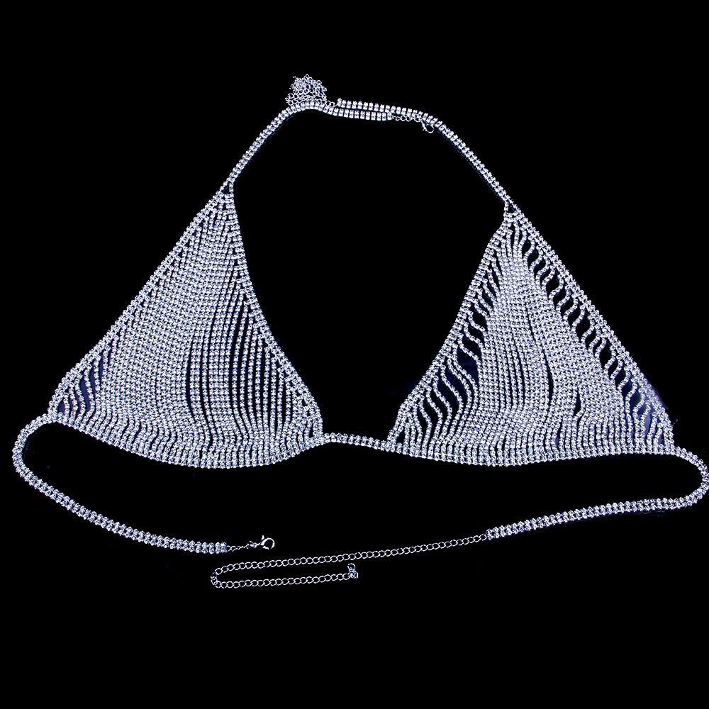 Rhinestone Body Chain Jewelry Making Supplies Women Sexy Shining Multi Layer Tassel Bra Body Chain Jewelry Lingerie