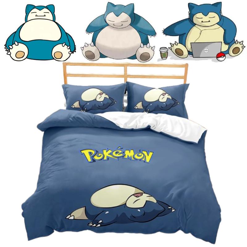 Постельное белье Pokemon Snorlax 3D с цифровой печатью и мультяшным рисунком для детской спальни
