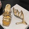 Eilyken Высококачественные шлепанцы женские с узким ремешком, квадратным носком и бабочкой, летние элегантные на тонком каблуке, праздничные шлепанцы