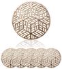 Набор подстаканников для стаканов, бокалов, ПВХ, Круглый [GJTr] 6, Держатели, Коврики, (А Золото)