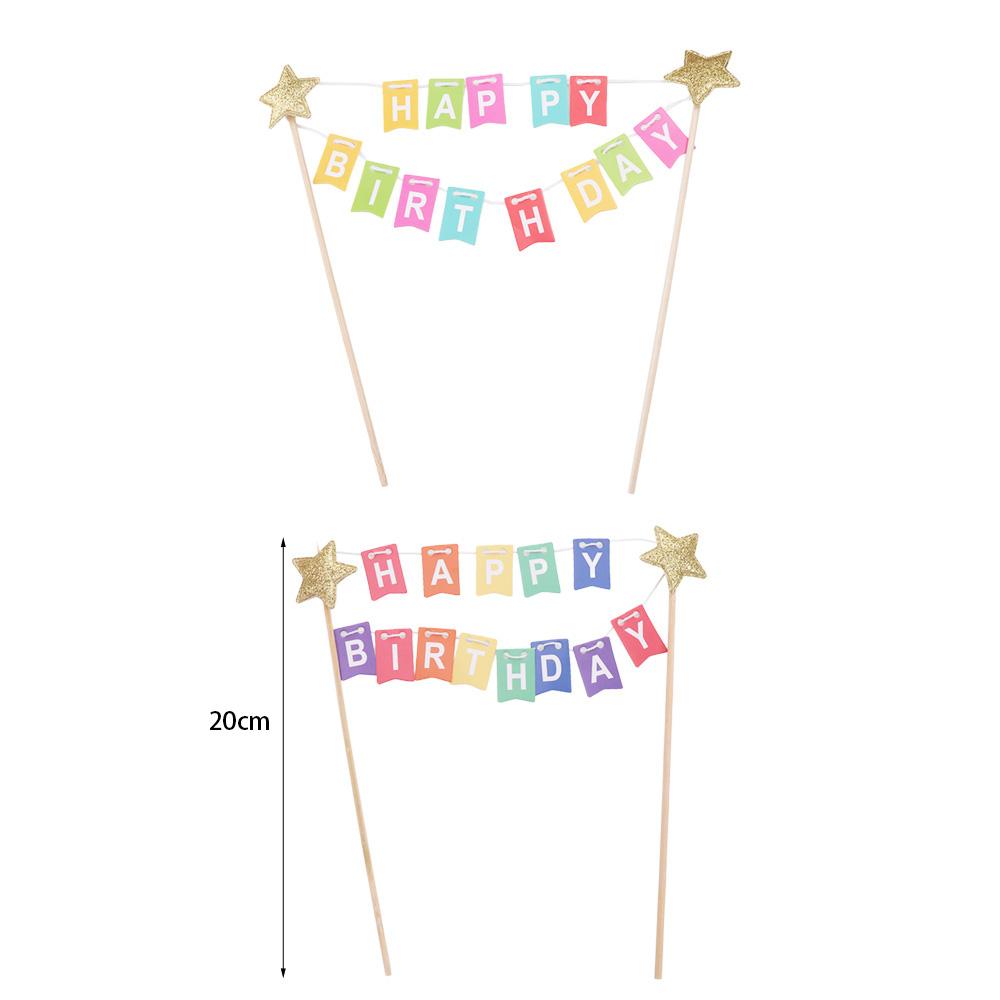 Handmade Cake Topper Cute Happy Birthday Cake Decor Pennant Cake Banner  Baby Shower Decor