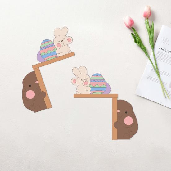 1/2Pcs Easter Bunny Door Corner Decoration Farmhouse Rustic Cartoon Rabbit Door Frame Sign Front Door Edge Topper Ornament