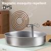 Magnetic Incense Coil Holder with Ash Catcher Tray Portable Indoor Outdoor Camping Round Metal Repellent Spiral Incense Burner