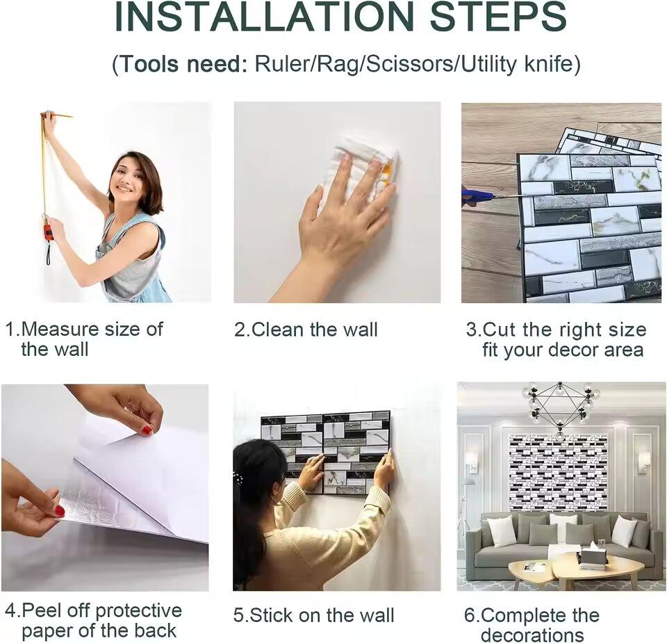 5/10 шт. Самоклеящиеся наклейки на плитку, на стену, декор для дома, 3D ПВХ наклейки, накладки для кухонного шкафа, ванной комнаты, водонепроницаемые обои