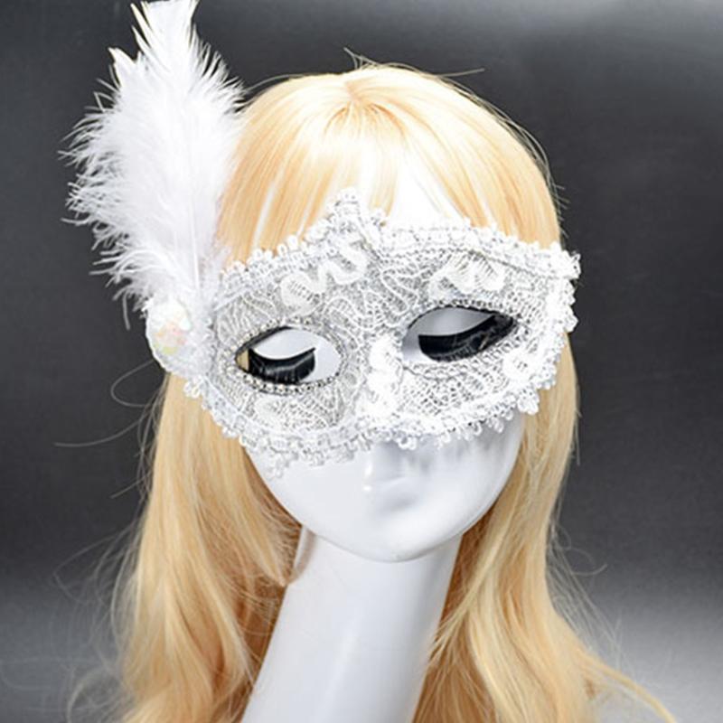 Masquerade Mask Wedding Carnival Party Performance Costumes Sex Lady Lace Mask Venice Feather Sexy Halloween Mask Gift