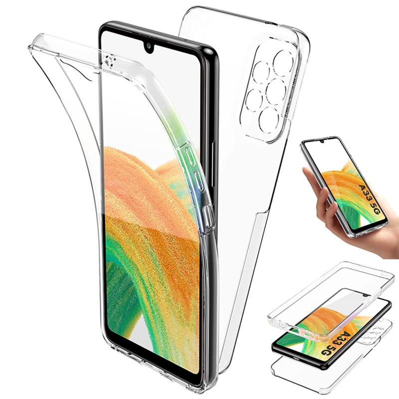 Двойной прозрачный силиконовый чехол на 360° для Samsung Galaxy A53 A73 A33 A22 A13 A52S A12 A51 S21 S22 Redmi Note 11 10C iPhone 13 12 11 Pro Max передняя задняя крышка