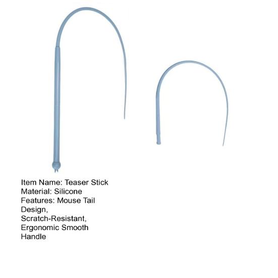 Teaser Stick Silicone Cat Wand Toy Mouse Tail Shape Soft Scratch Resistant Bite Resistant Interactive Cat Teaser Cat Habit Toy