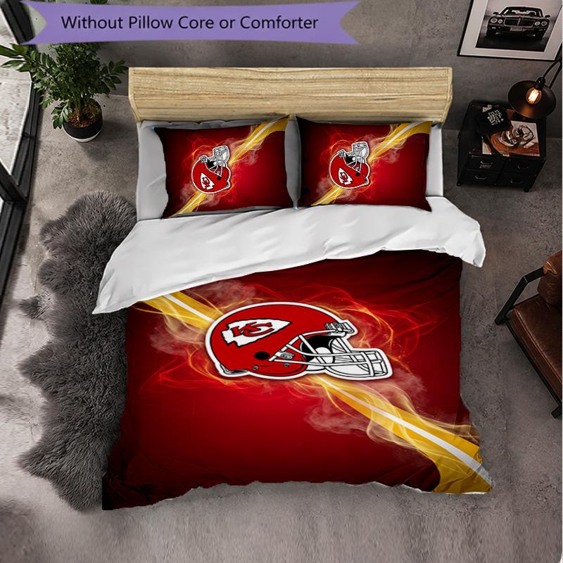 Набор постельного белья из микрофибры с узором Kansas City Chiefs, 3 предмета, декоративный комплект с пододеяльником для спальни, домашнего использования