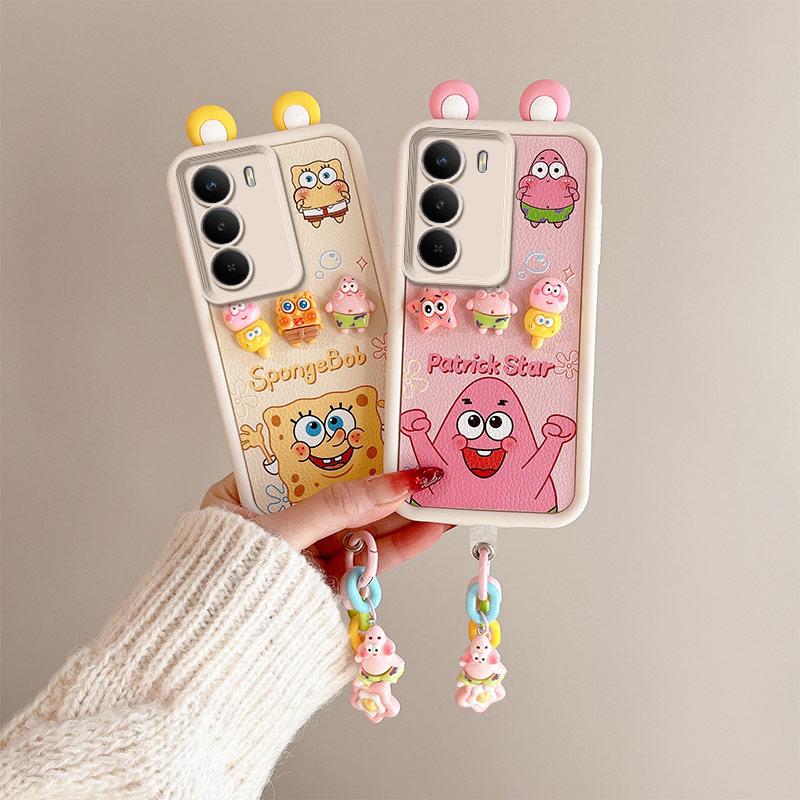 KEYSION Cute Ear 3D Cartoon Case for Realme C71 with Bracelet Soft Silicone Shockproof Phone Back Cover for OPPO Realme C71