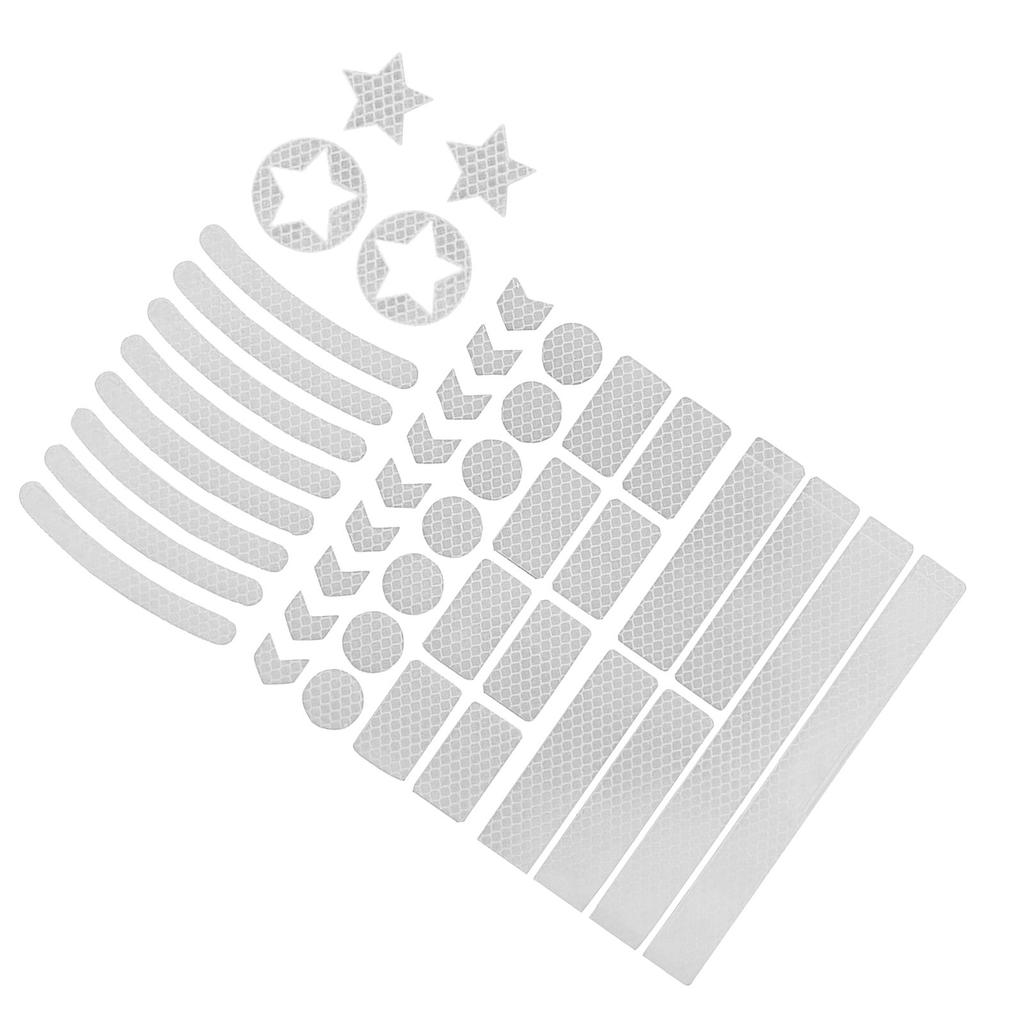 42pcs Reflective Stickers Safety Warning Strips Waterproof Night Visibility Stickers for MTB Scooter Helmet Car