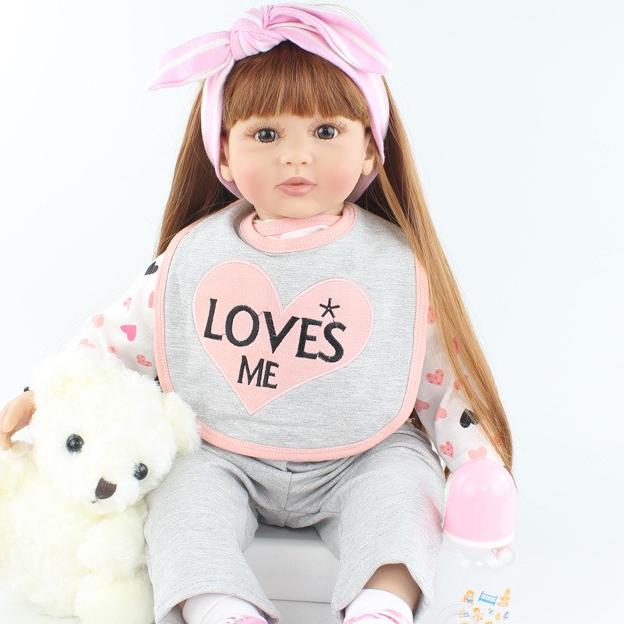 BZDOLL 60 СМ 24 дюйма Виниловая Кукла Реборн с Тканевым Телом для Девочки, Принцессы, Малышки, Как Настоящая, Подарок на День Рождения, Игрушка для Игры в Домик