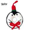 Wool Yarn Holiday Decoration Crochet Christmas Doughnut Keychain, Handmade Santa Claus/Reindeer/Penguin/Bear/Flower Wreath Pendant for Stuffed