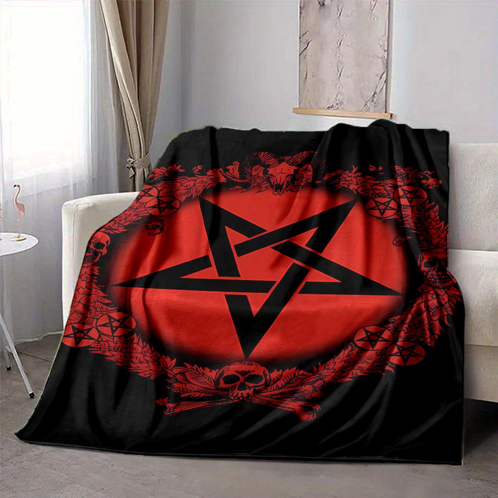 1Pc Dark Occult Symbol Blanket Soft And Comfortable Casual Warm Camping Travel Christmas Halloween Xmas Gift M92876