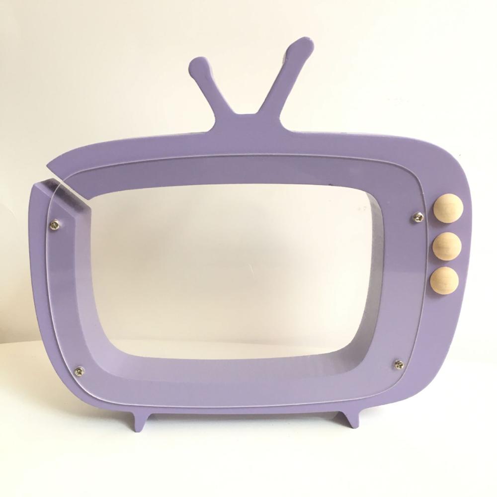 Wooden TV Money Boxes Ins Nordic Piggy Bank Wood Money Cans Toys For Kids Children Living Room Decoration Candy Color