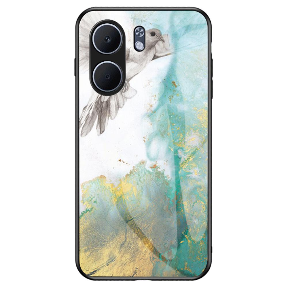 For Oppo A5x 4G/5G Case Marble Pattern Tempered Glass+PC+TPU Protective Phone Cover