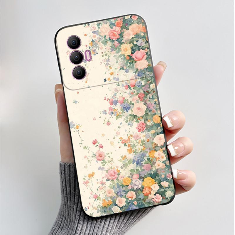 Печатный чехол для телефона Tecno Spark 8 Pro Funda Capa Мягкий силиконовый черный корпус Чехол Милый цветочный мультяшный корпус Coque