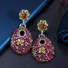 WWJ Ретро Зеленый Красный CZ Циркон Благородный Черный Золотой Цвет Висячие Серьги для Женщин