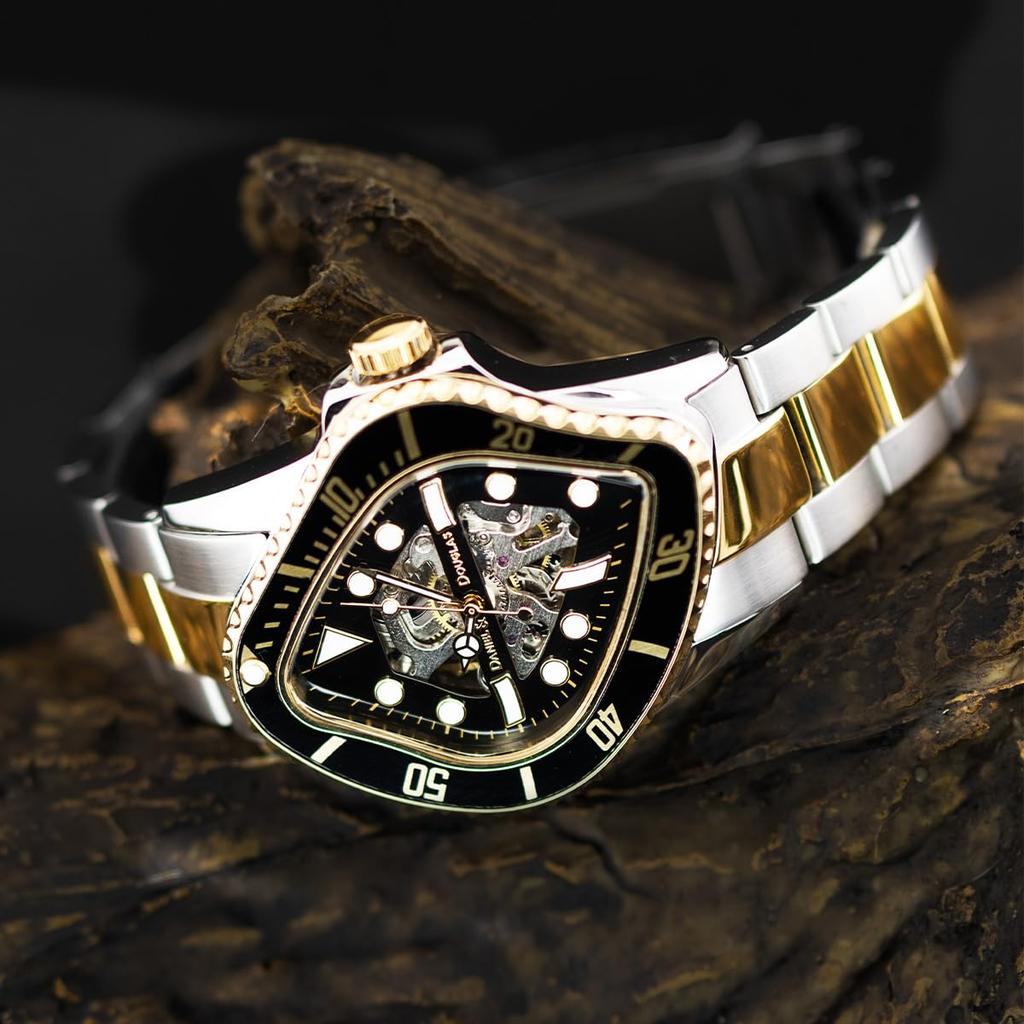 Часы Daniel Douglas механические автоматические BROKEN MARINE DD8811 скелетон с ручным заводом серебристые DANIEL&DOUGLAS и мужские (Двухцветный черный)