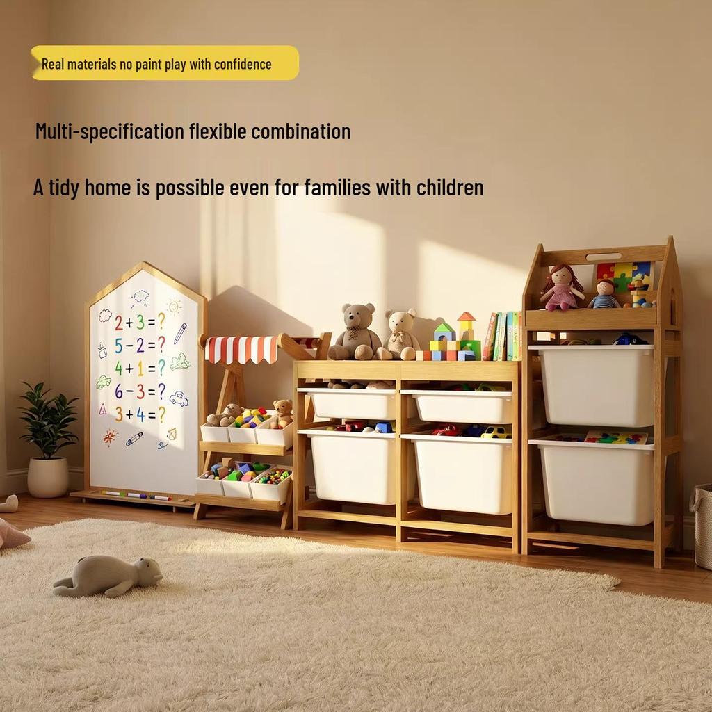 Детская полка-стеллаж и полка для книжек-картинок из массива бука для детского сада