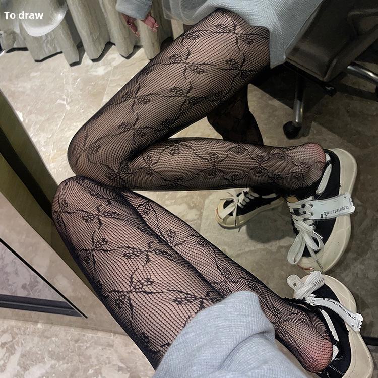 Women's Sheer Fishnet Stockings - Polka Dot & Heart Pattern, Sexy Black & White Options, Large Sizes Available for Spring & Autumn