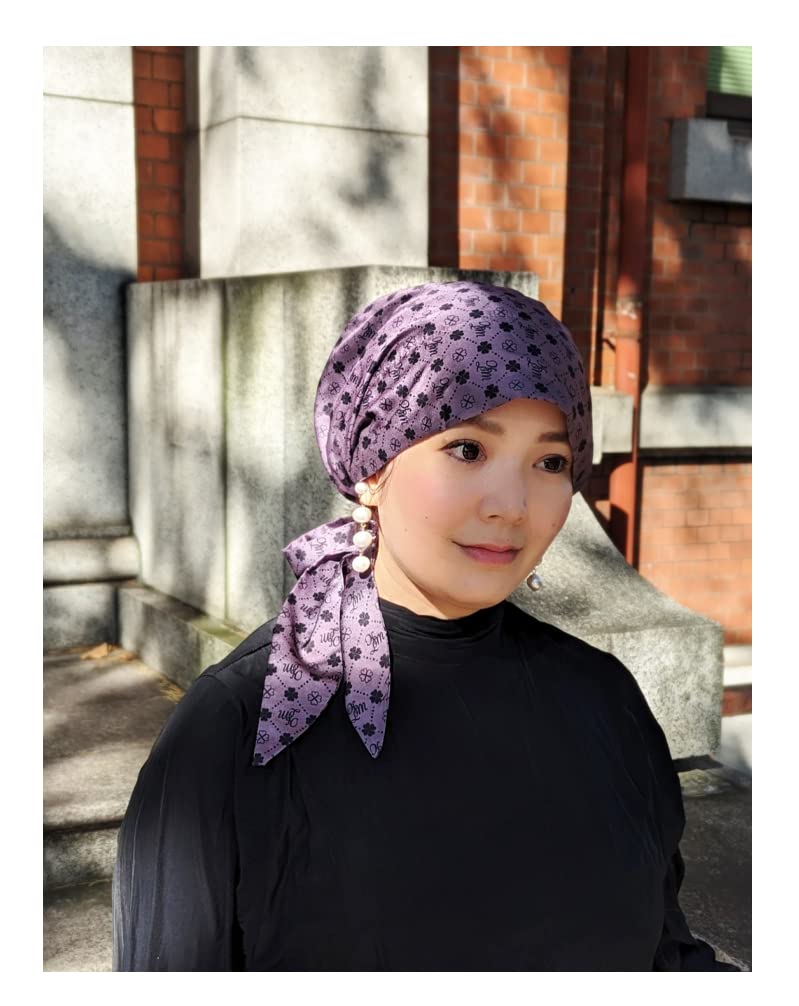 MY Medical Care Cap with Hair Audrey Hepburn Clover [KISS LIFE] Cap, Charm, Cancer, Loss, (Purple) (kml100139a)