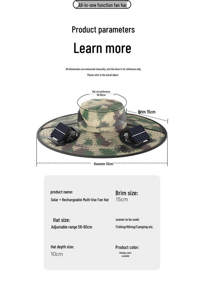 Solar-Powered UV Protection Fishing & Hiking Hat with Dual Fans