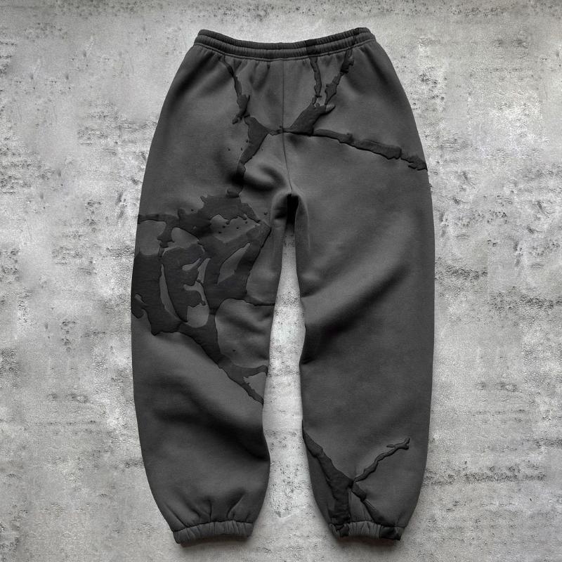 Европейские и американские повседневные брюки в стиле хип-хоп с принтом «волосы-пузыри» для мужчин и женщин Y2K Street