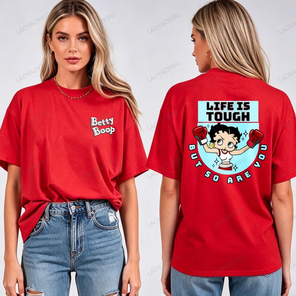 Vintage Animation Betty Boop Pattern T Shirt Men Women Breathable Short Sleeve Tees Hip Hop Style Casual Cotton Streetwear Tops