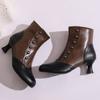 Women's High-heeled Short Boots Autumn and Winter New Retro Color-matching Large-size Short Boots