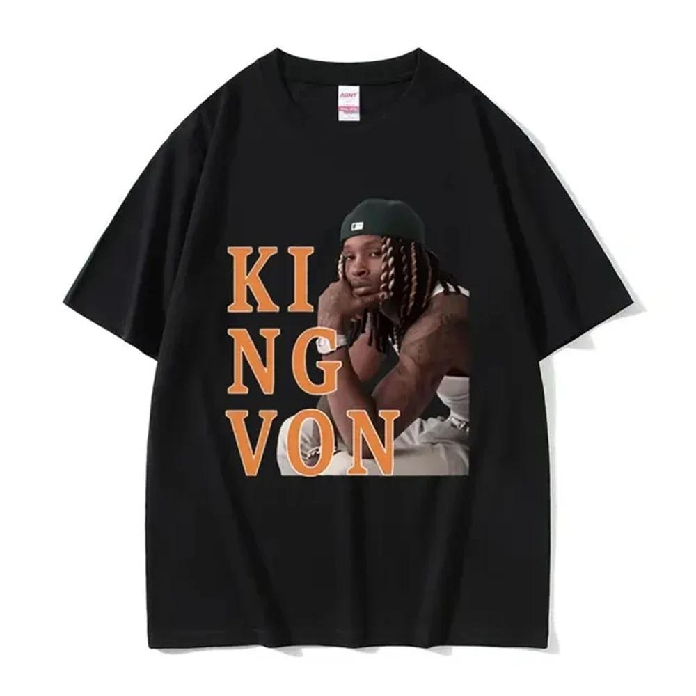 Мужская графическая футболка рэпера K-King Von, хип-хоп, готическая мода, футболки с коротким рукавом, оверсайз