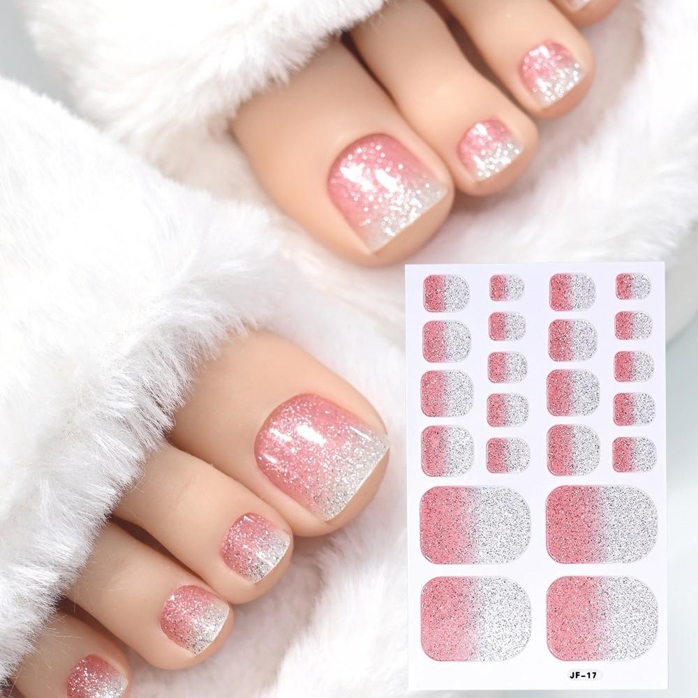 22tips/Sheet Solid Color Shimmer Finish Full Cover Nail Wraps Home DIY Nail Makeover