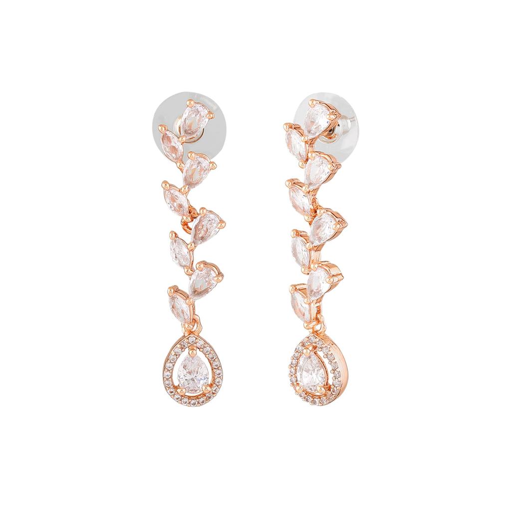 Estele Women's Sparkling Zirconia Rose Gold Earrings