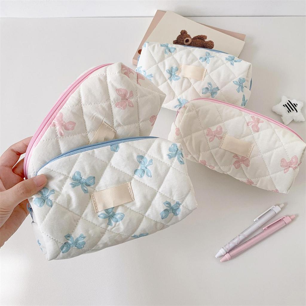 1pc Bowknot Pencil Case, With Zipper Portable Stationery Case Storage Bag ,study Supplies Large Capacity cute Pencil Case