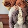 Solid Color Thermal Neck Warmer Thicken Women Scarf Winter Fashion Knitted Scarf  Women Men