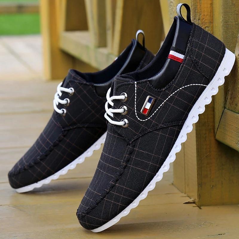 Men's Casual Sweat-Absorbant Breathable Loafers Plaid Slip-on Shoes Driving Flat Shoes