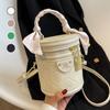High-end Light Luxury Bucket Bag Silk Scarf Retro Modern Shoulder Messenger Handbag Small Square Bag