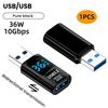 Type-C to USB Adapter USB 3.2 10Gbps 60W PD Smart Digital Display Voltage Current Power Meter OTG Converter Charger Tester 3