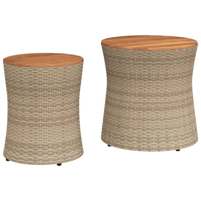 VidaXL Tables d'Appoint de Jardin Dessus en Bois 2 pcs, Tables Basses, Meubles de Terrasse Patio Extérieur, Moderne, Beige 366290.